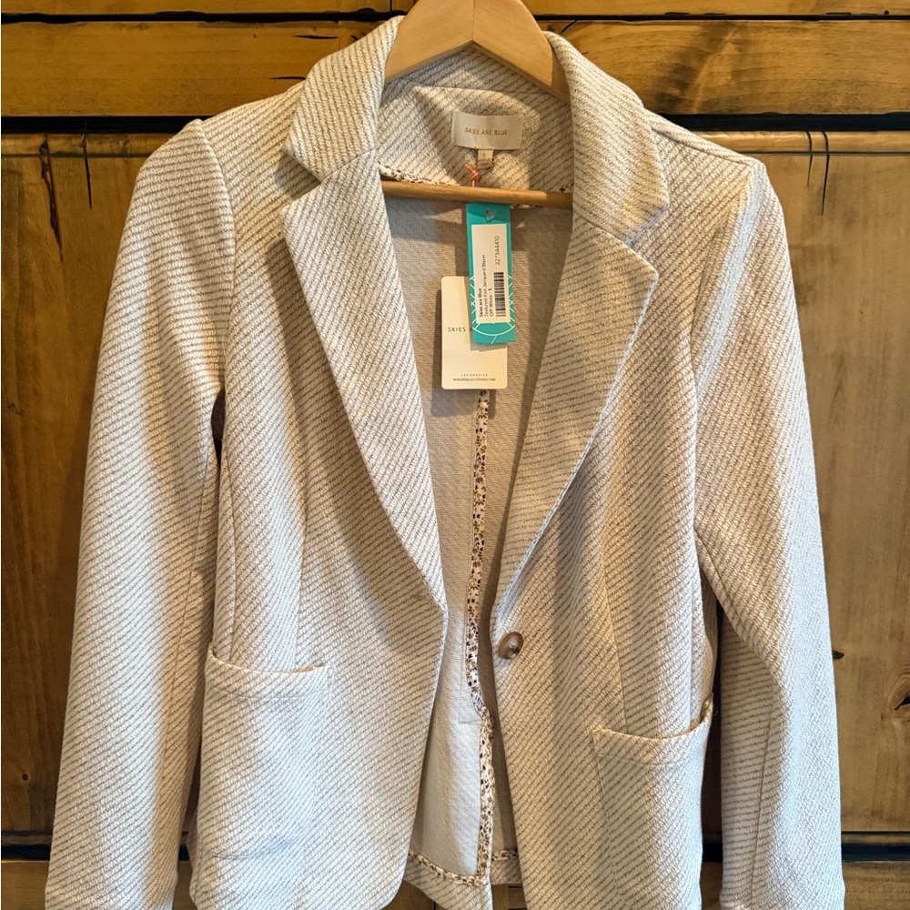 Skies are Blue Striped Cream Blazer